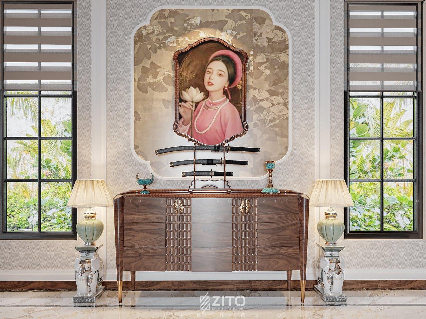 Bàn tủ console ZT 003 gỗ óc chó mang lại sự tinh tế và tính thẩm mỹ cao, nâng tầm không gian sống